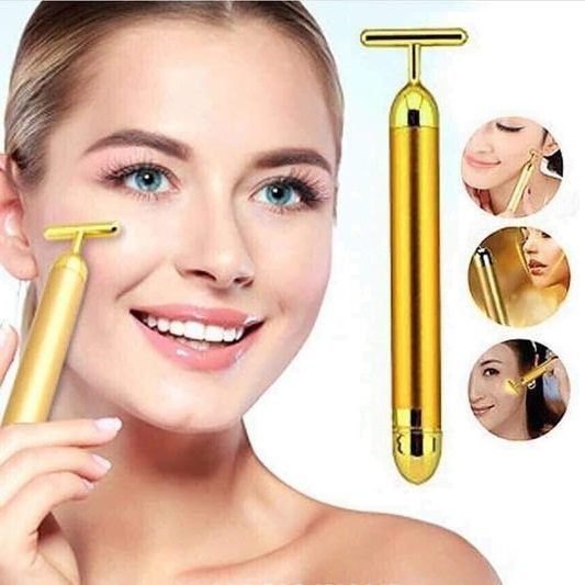 Masajeador facial eléctrico de oro de 24 quilates, armonizador antiarrugas