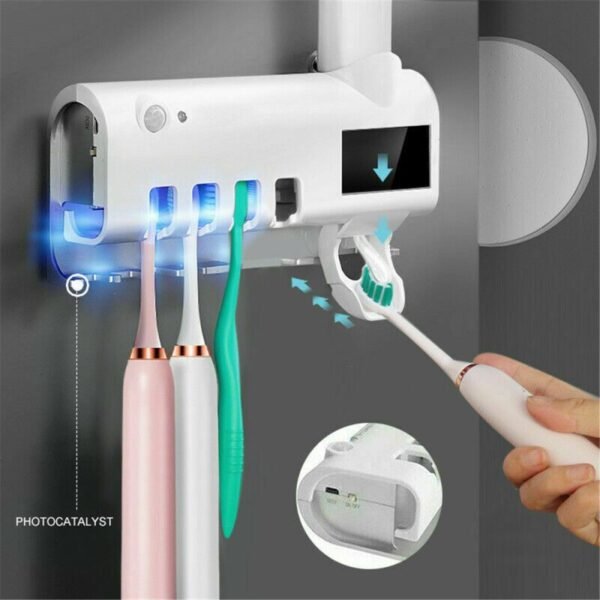 Portacepillos de dientes, portapasta automático y esterilizador UV
