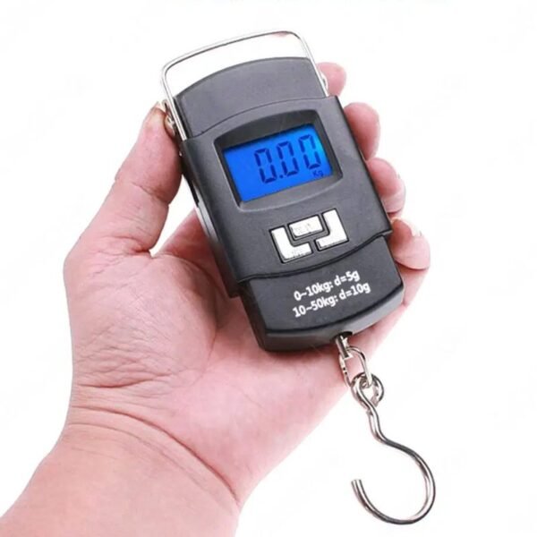 Báscula de mano de precisión digital para pesar bolsas de compras y pescado hasta 50 kg