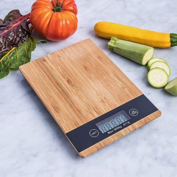 Báscula de cocina digital de precisión en madera de 1 g a 5 kg
