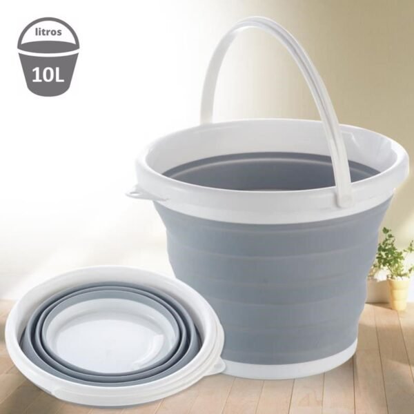 Cubo de silicona plegable retráctil flexible de 10 litros