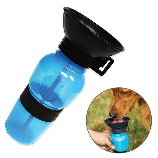Bebedero portátil de plástico con velcro para perros, 600 ml