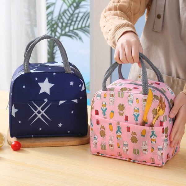 Bolsa térmica para almuerzo escolar con asa y estampados surtidos