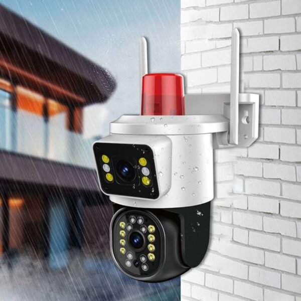 Cámara de seguridad Wi-Fi dual de 360° con sirena y visión nocturna