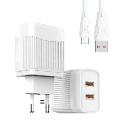Cargador turbo tipo C de 2 USB de 5,1 A