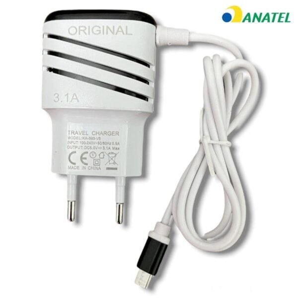 Cargador turbo ultrarrápido para celular de 3,6 A con 2 puertos USB (V8 o tipo C)