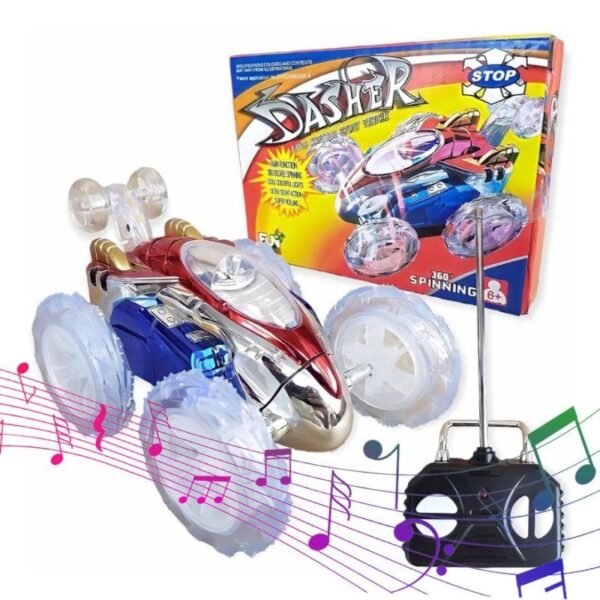 Coche de control remoto loco que gira 360° y da volteretas con luces LED