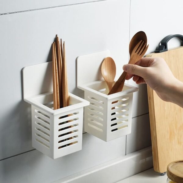 Cesta adhesiva para colgar en la pared, organizador para cocina y baño