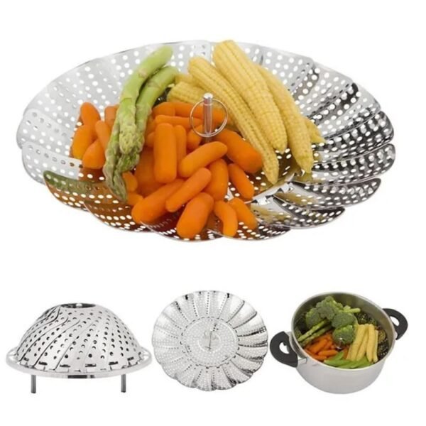 Cesta de acero inoxidable para cocinar verduras al vapor y alimentos saludables