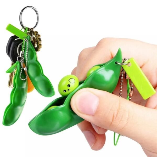 Juguete antiestrés Pop It con forma de guisante y llavero antiestrés
