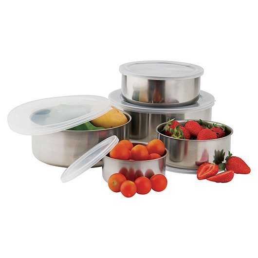 Juego de cuencos de acero inoxidable con tapa – 5 piezas