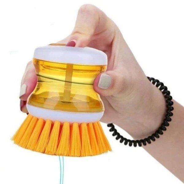 Cepillo de limpieza con recipiente para detergente lavavajillas multiusos