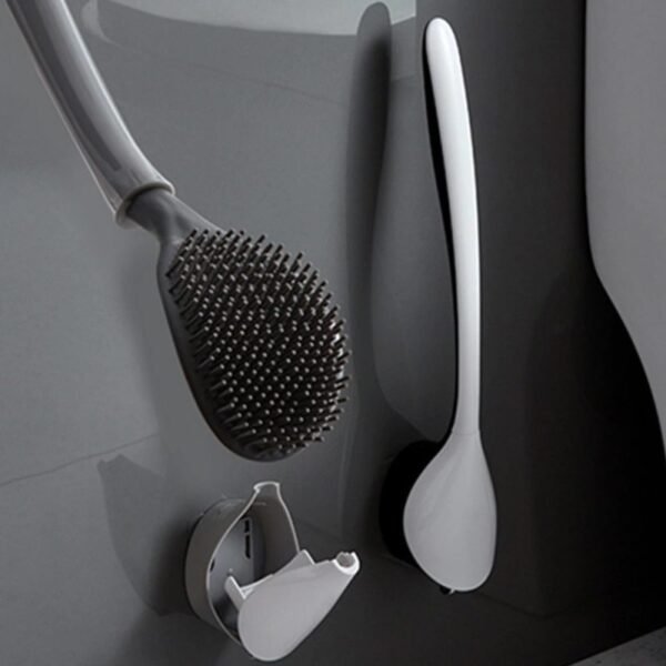 Escobilla de baño con montaje en pared y tapa semiautomática