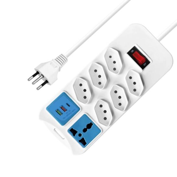Regleta de enchufes con 6 puertos USB tipo C y entrada universal