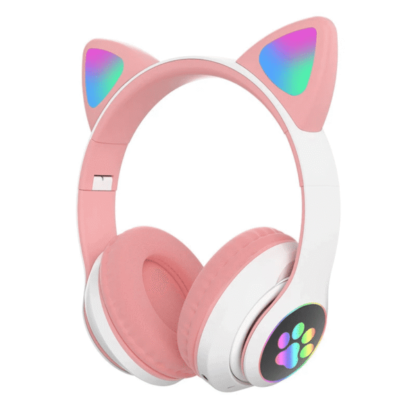 Auriculares inalámbricos con orejas de gato y tarjeta de memoria Bluetooth LED