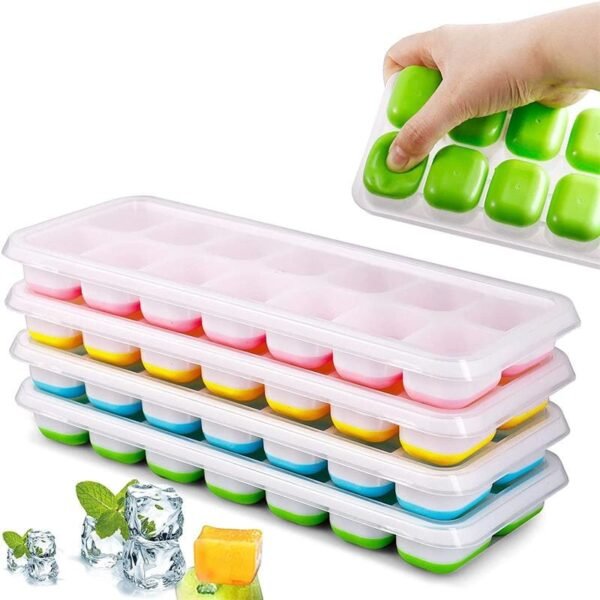 Bandeja para cubitos de hielo con tapa rígida y flexible y fondo de silicona