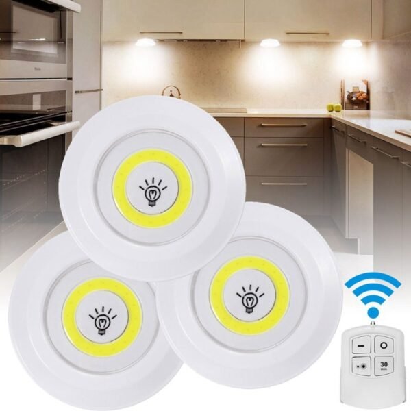 Kit de 3 focos LED inalámbricos con mando a distancia