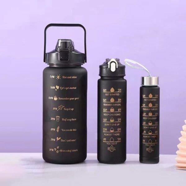 Kit de Botellas Expresivas Motivacionales Color Negro - 3 Piezas