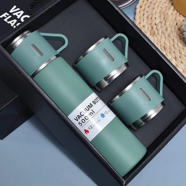 Kit de botella térmica de acero inoxidable de 500 ml con 3 tazas de café para camping y viajes (colores surtidos)