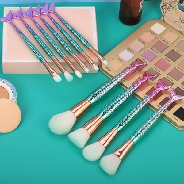 Kit de brochas de maquillaje de sirena (10 piezas)