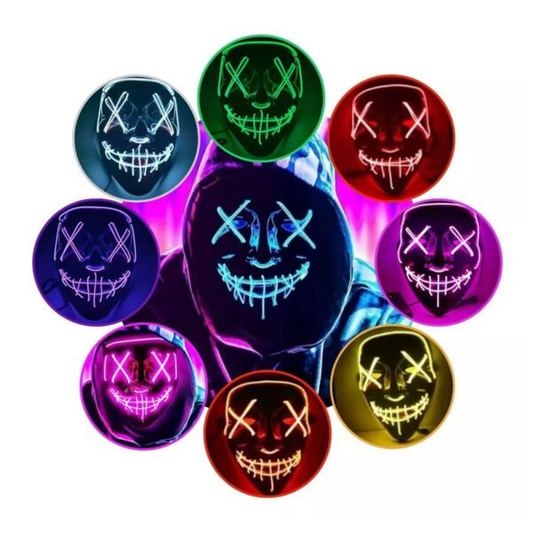 Máscara de neón LED para disfraz de cosplay