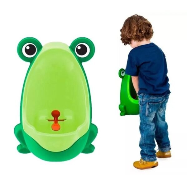 Inodoro infantil con forma de rana y ventosas verdes para entrenamiento para ir al baño