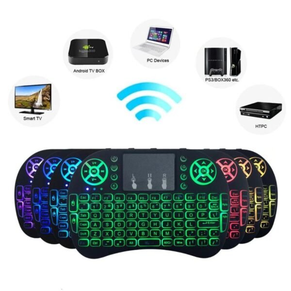 Mini teclado inalámbrico con luz LED para Smart TV Box