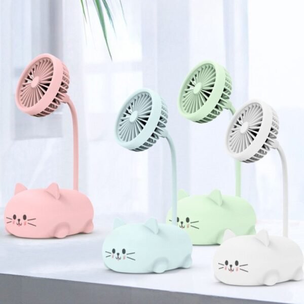 Mini ventilador de escritorio portátil para gatos, recargable por USB