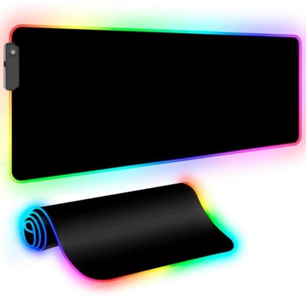 Alfombrilla de ratón grande para juegos RGB con LED de colores en el borde – 80 x 30 cm