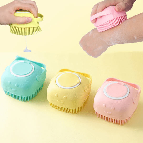 Esponja de baño de silicona masajeadora y dispensador de champú