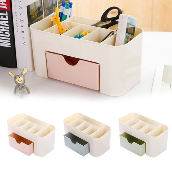 Organizador de maquillaje y cosméticos multifuncional y caja de almacenamiento con cajón