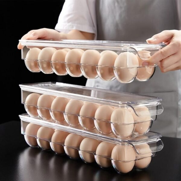 Organizador de huevos acrílico apilable con tapa para 14 huevos