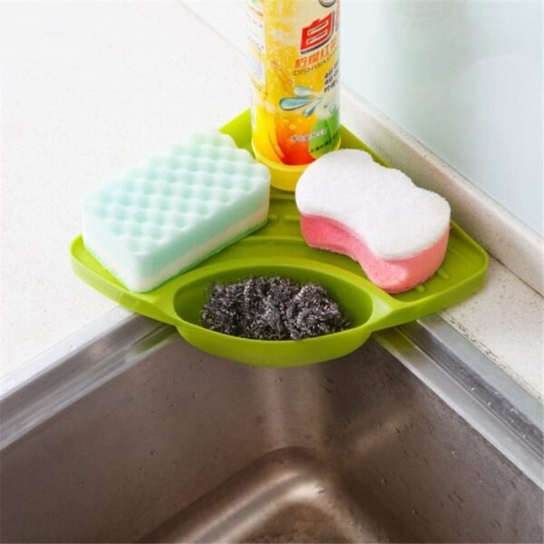 Organizador de fregadero de cocina con soporte esquinero para detergente, jabón y esponja