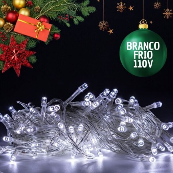 Guirnalda de luces navideñas de 100 LED blanco frío, 9 metros, 110 V