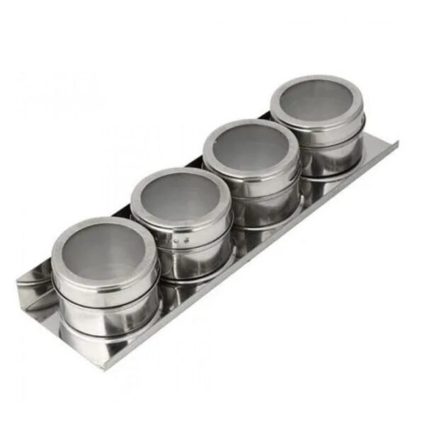 Portacondimentos magnético de acero inoxidable – 4 frascos con imán