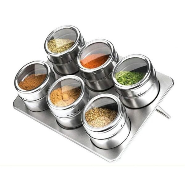 Portacondimentos magnético de acero inoxidable – 6 frascos con imán