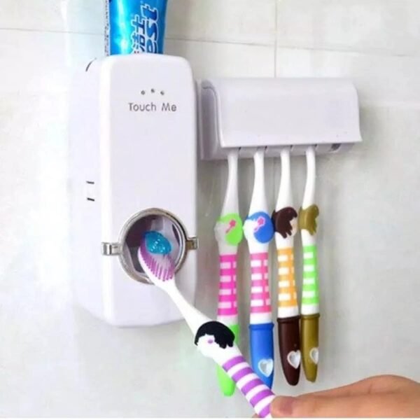 Dispensador automático de pasta de dientes y soporte para cepillo de dientes