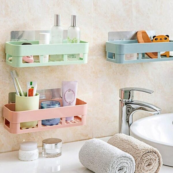 Estante de plástico para baño o cocina con adhesivo