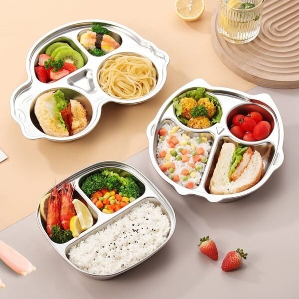 Plato infantil con divertidos separadores, acero inoxidable