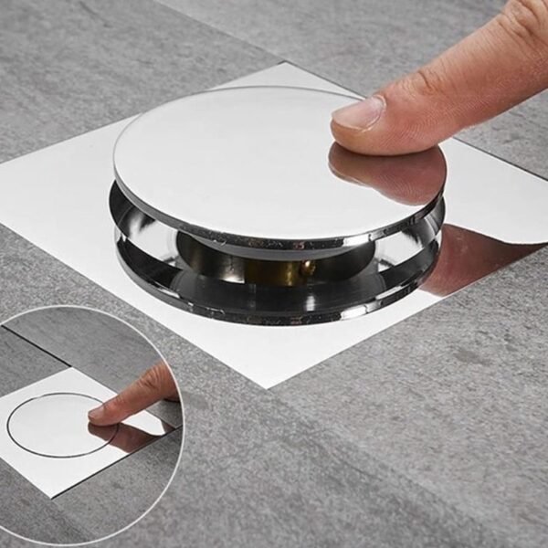 Desagüe cuadrado Smart Click de acero inoxidable – 10×10 cm