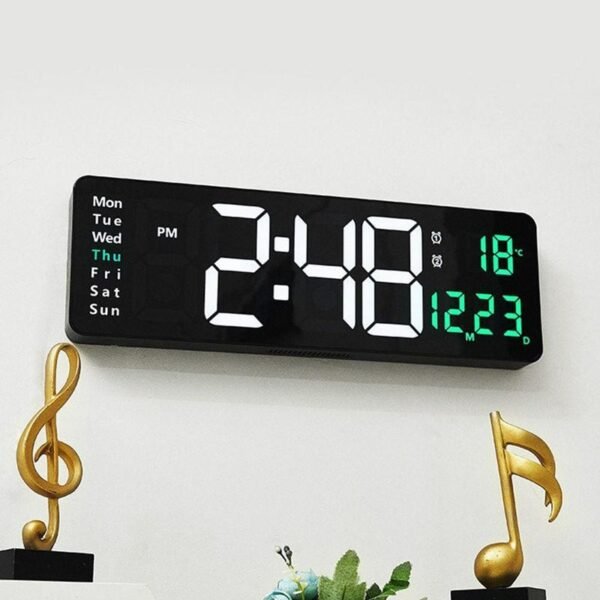 Reloj de pared LED digital grande con control remoto, calendario y temperatura