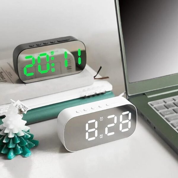 Reloj despertador digital de mesa con espejo
