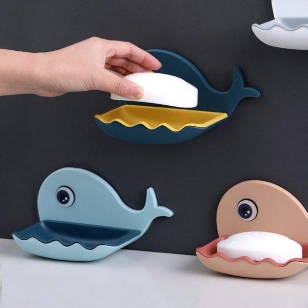 Jabonera de baño de plástico con forma de ballena para pared