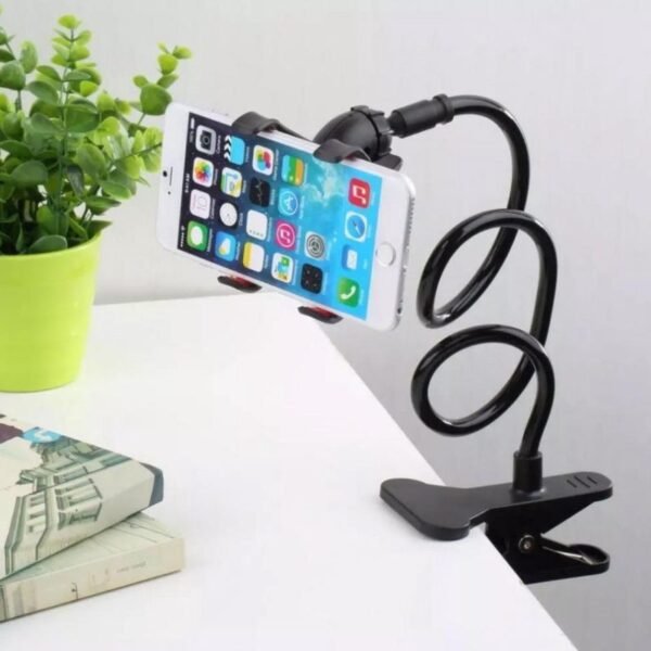 Soporte flexible y largo para teléfono móvil con clip articulado para cama y mesa