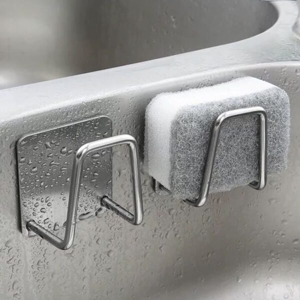 Gancho adhesivo para esponja de acero inoxidable para cocina, baño y lavandería