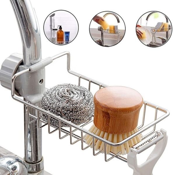 Organizador de dispensador de jabón para fregadero de cocina con montaje para grifo