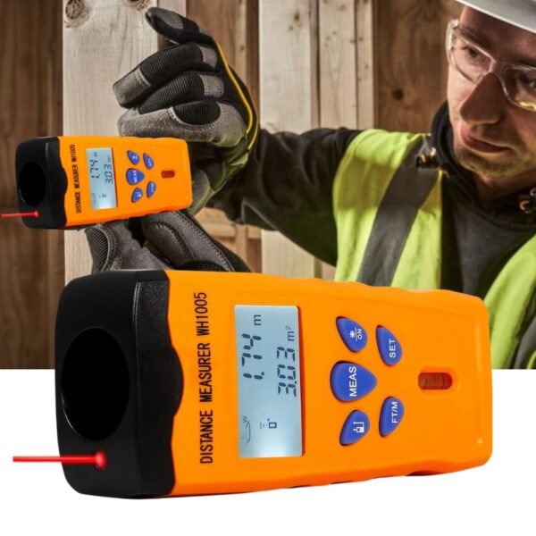 Cinta métrica láser digital con nivel de burbuja de 18 m