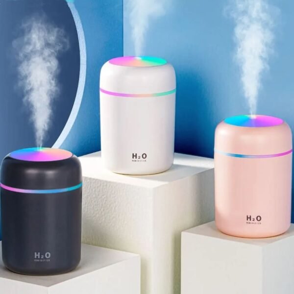 Humidificador de aire portátil USB con luz LED de colores de 300 ml